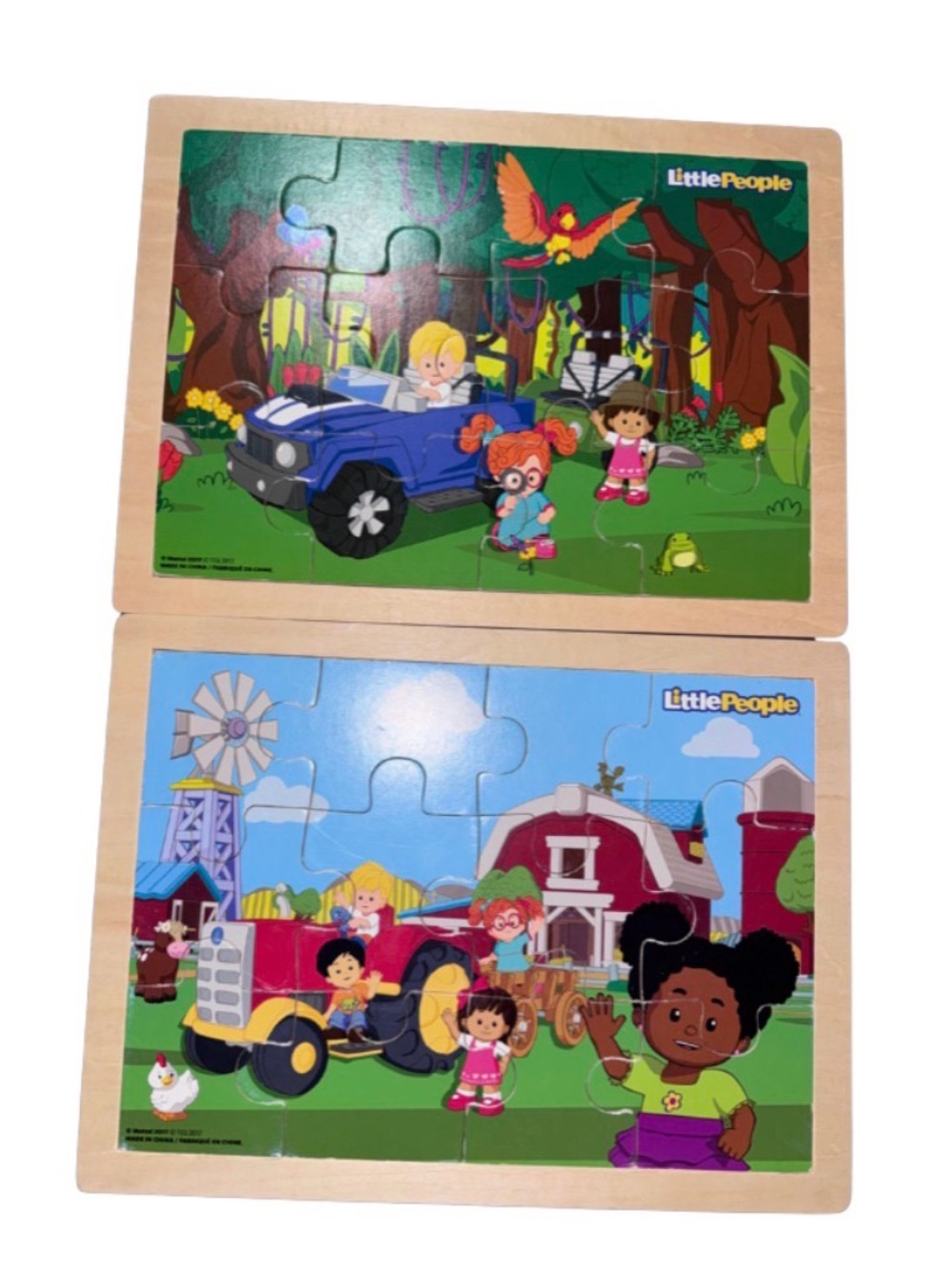 Fisher-Price Little People Puzzles - Blue, Green, Red & Yellow Scenes wood
